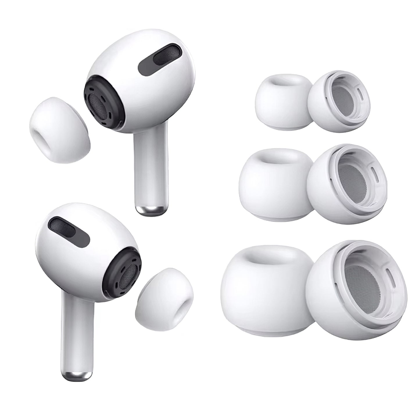 Tapones Tech-Protect para Apple AirPods Pro Series, Tamaño S / M / L, Blancos