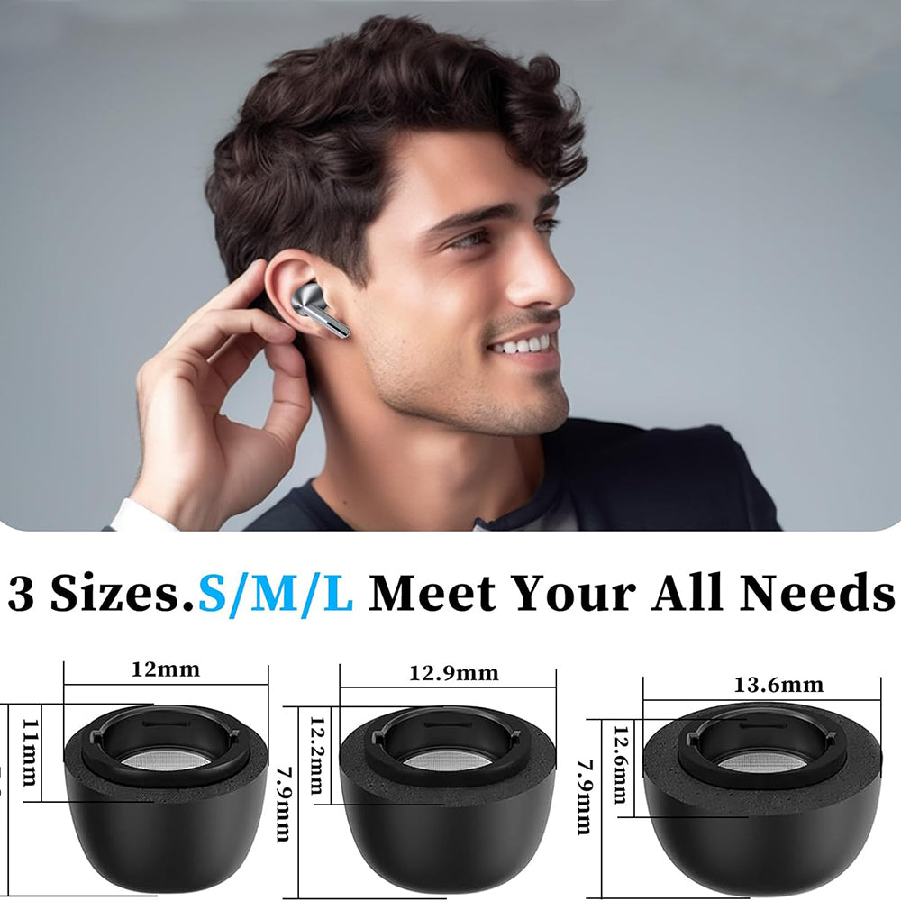 Tapones Techsuit ET3 para Samsung Galaxy Buds3 Pro, Tamaño S / M / L, Negros