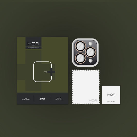 Película protectora Cámara trasera Cubierta trasera HOFI CamRing PRO+ para Apple iPhone 16 Pro Max / 16 Pro, Cristal protegido, Oro