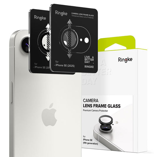 Protector de cámara trasera Ringke para Apple iPhone 16e, Cristal Templado, Set de 2 piezas, Negro.