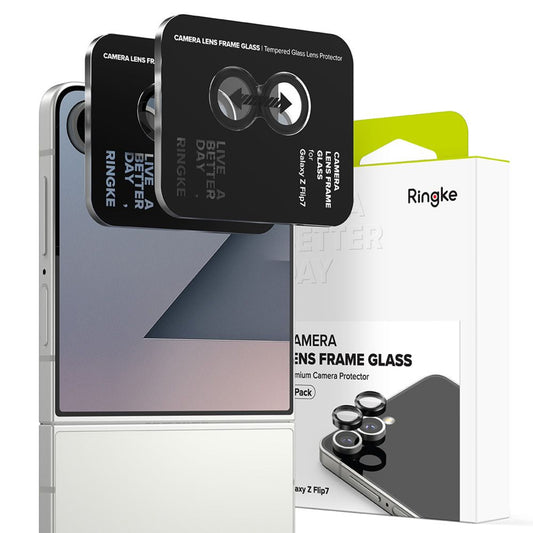 Protector de cámara trasera Ringke para Samsung Galaxy Z Flip7 F766, Cristal Templado, Set de 2 piezas, Negro