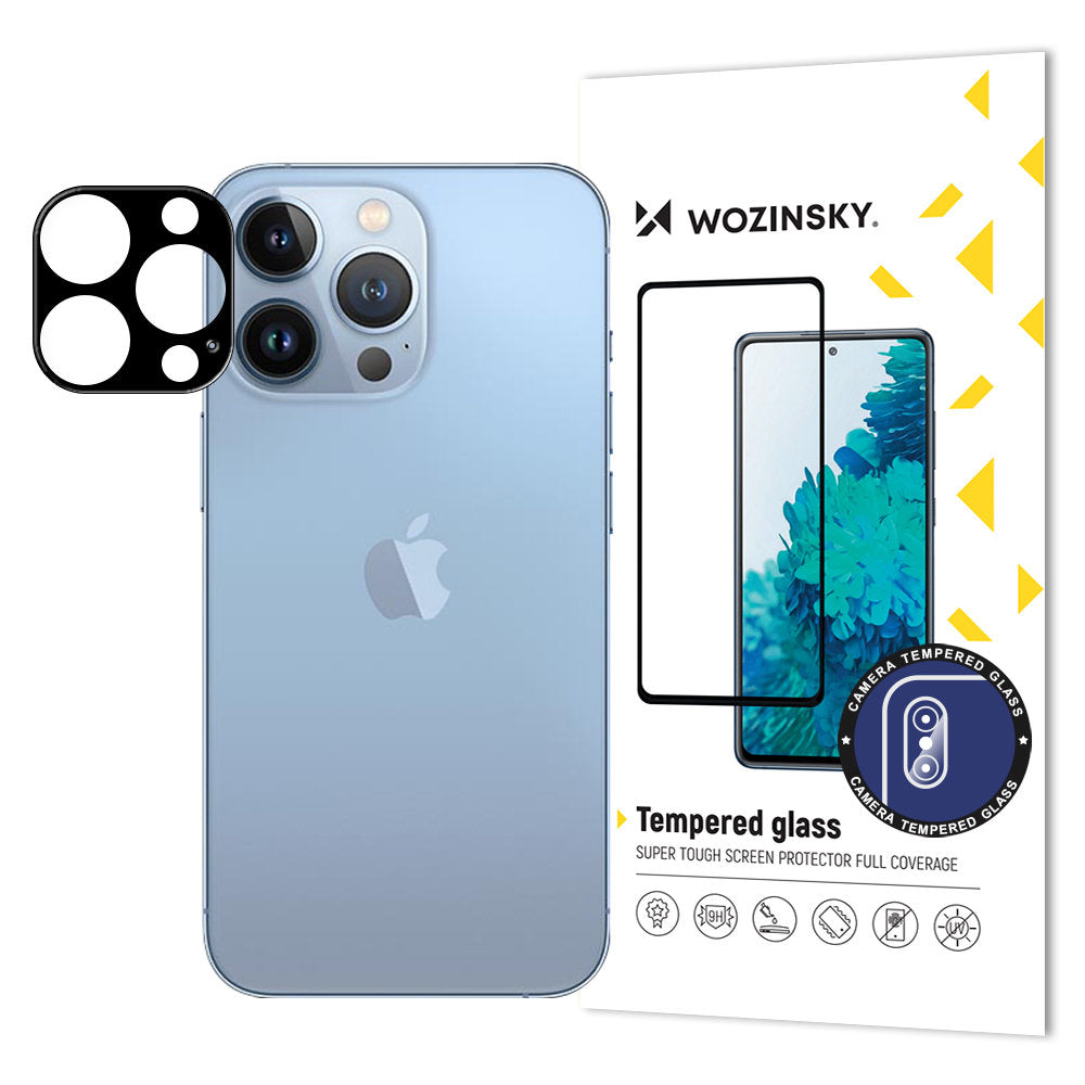 WZK Película Protectora de Cámara Trasera para Apple iPhone 15 Pro Max, Cristal Protegido, Negro