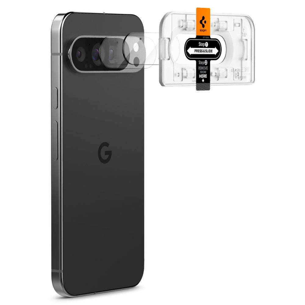 Película protectora de la cámara trasera Spigen EZ FIT para Google Pixel 9 Pro, con protección de vidrio, juego de 2 piezas AGL08444