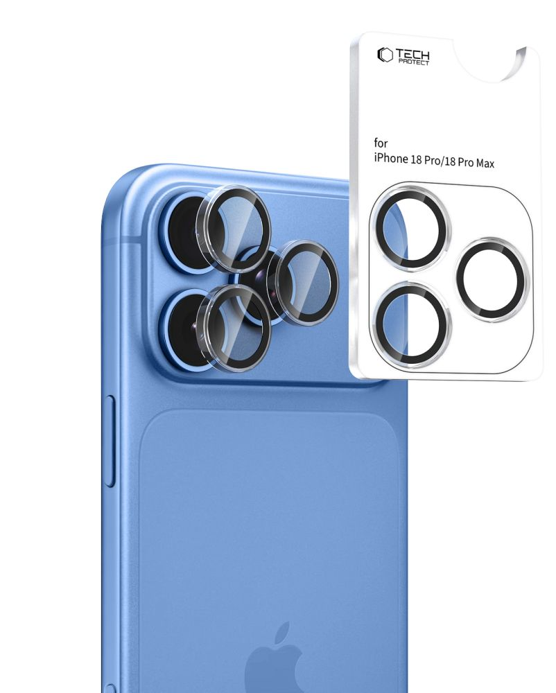 Protector de cámara trasera Tech-Protect CamRing Fit+ para Apple iPhone 18 Pro / 18 Pro Max, vidrio templado, transparente