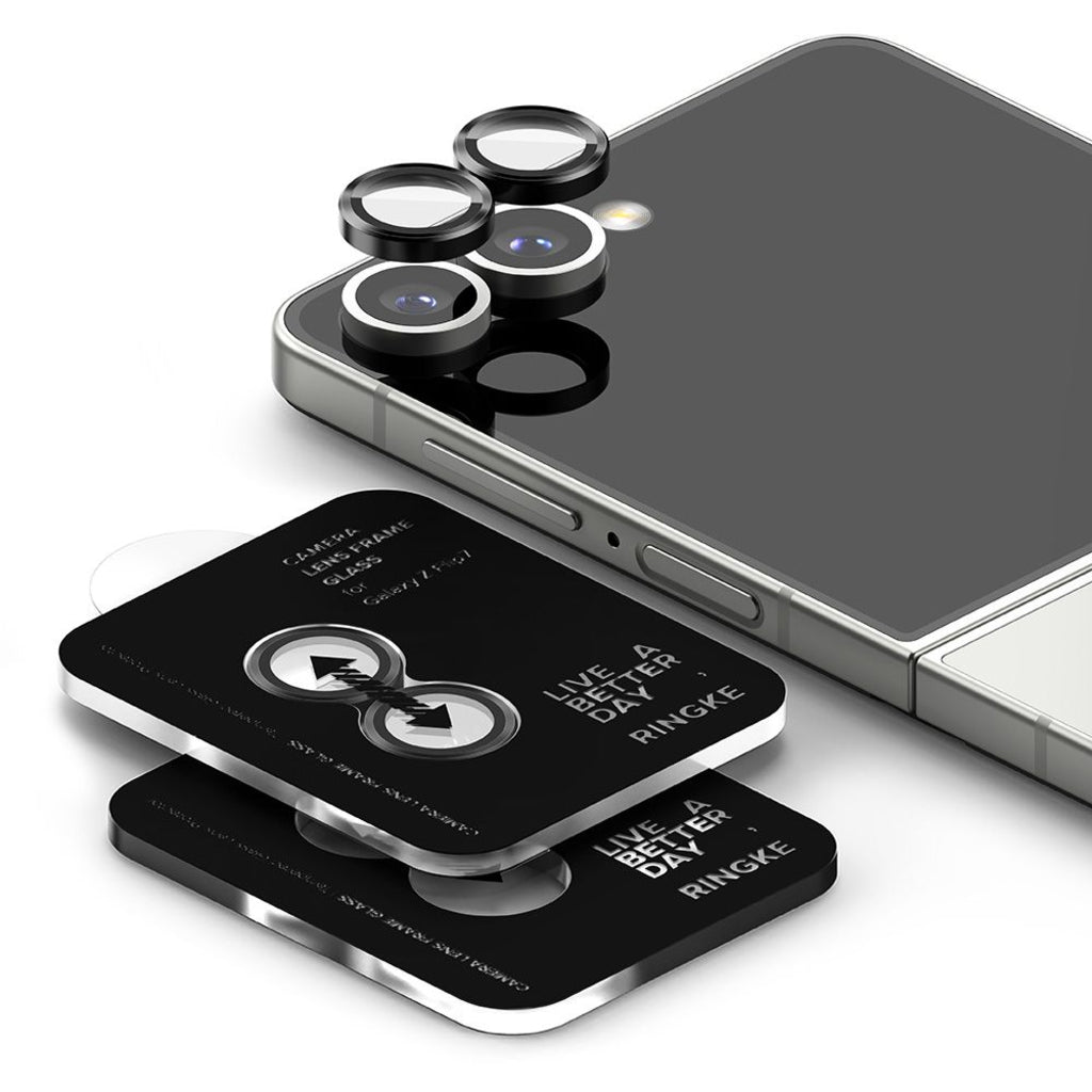 Protector de cámara trasera Ringke para Samsung Galaxy Z Flip7 F766, Cristal Templado, Set de 2 piezas, Negro