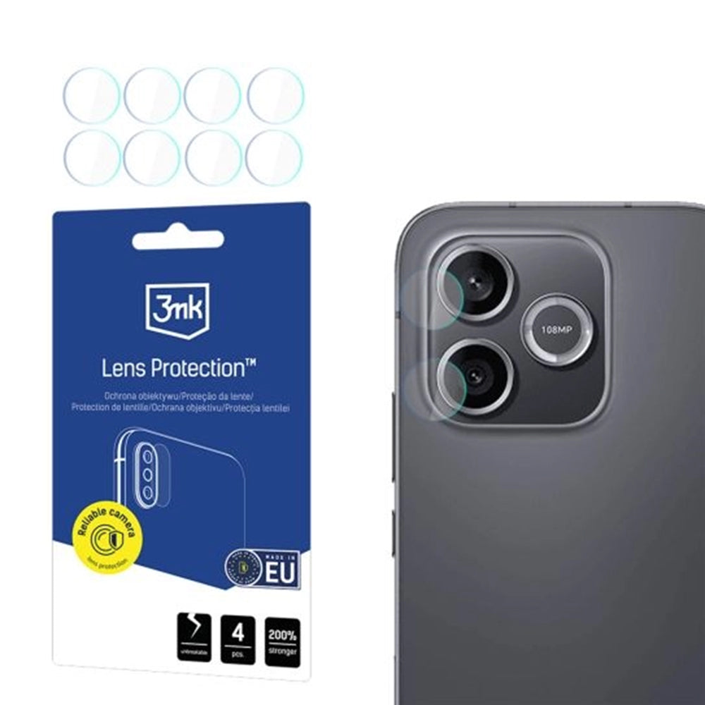 Lámina protectora para Cámara Trasera 3MK Protection para Honor 600 Lite, Cristal Templado, Set de 4 piezas, Transparente