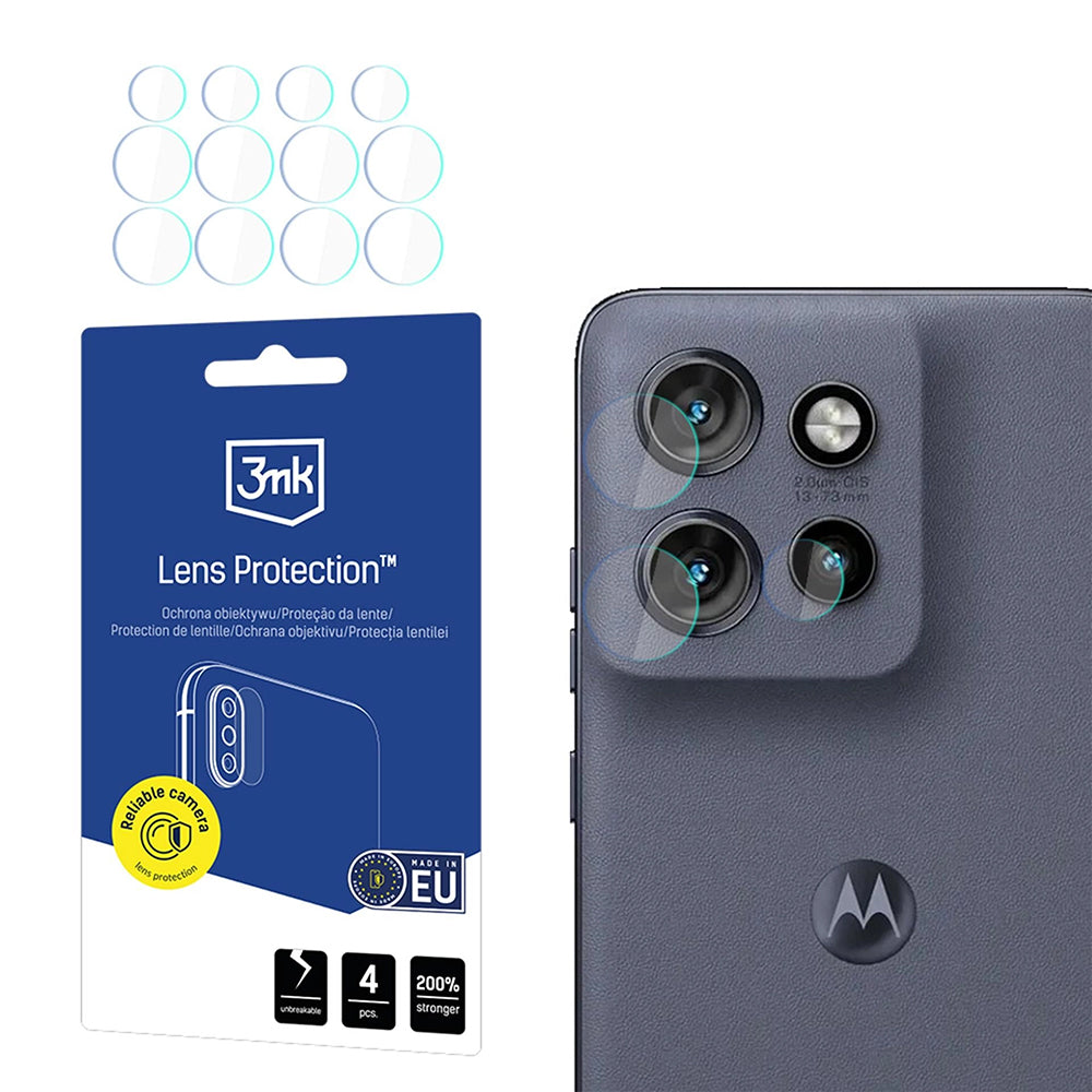 Protector de cámara trasera 3MK Protection para Motorola Edge 60 Neo, Cristal Flexible, Set de 4 piezas, Transparente