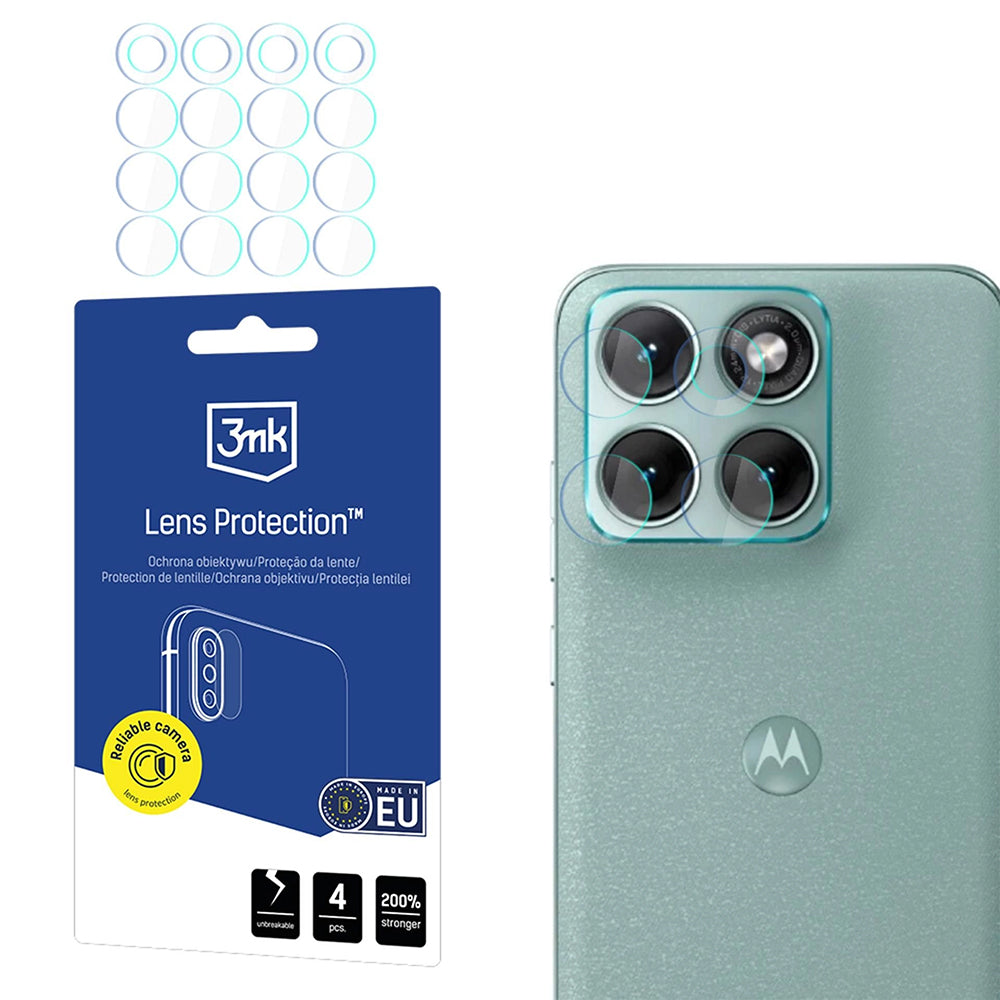 Protector de cámara trasera 3MK Protection para Motorola Edge 70 Fusion, Cristal Flexible, Set de 4 piezas, Transparente