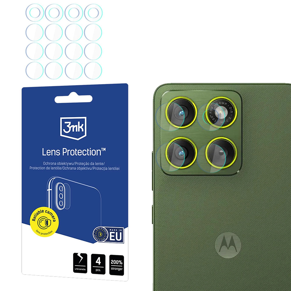 Protector de cámara trasera 3MK Protection para Motorola Edge 70, Cristal Templado, Set de 4 piezas, Transparente
