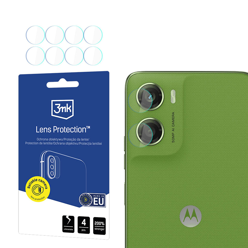 Lámina protectora para Cámara Trasera 3MK Protection para Motorola Moto G06, Cristal Templado, Set de 4 piezas, Transparente