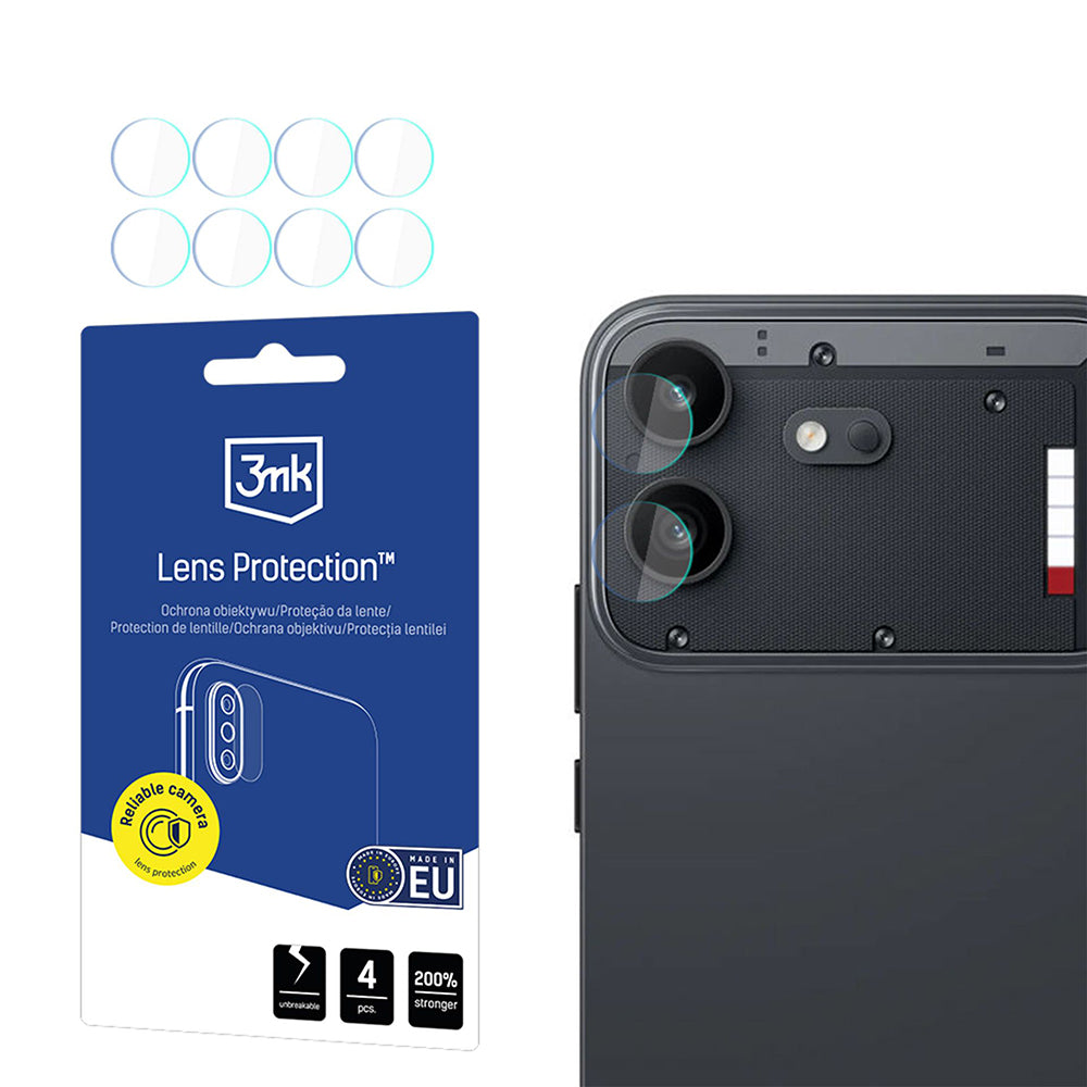 Protector de pantalla para cámara trasera 3MK Protection para Nothing Phone (4b), vidrio templado, juego de 4 piezas, transparente