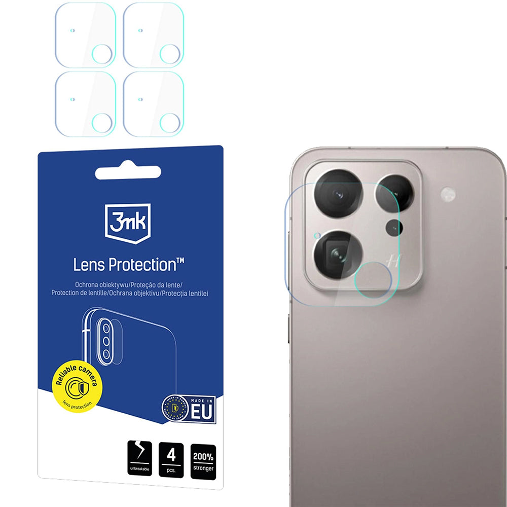 Protector de cámara trasera 3MK Protection para Oppo Find X9, Cristal Templado, Set de 4 piezas, Transparente
