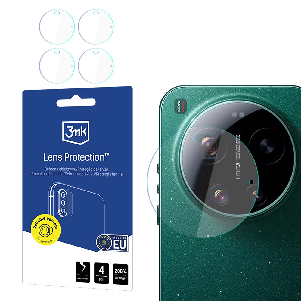 Protector de cámara trasera 3MK Protection para Xiaomi 17 Ultra, Cristal Flexible, Set de 4 piezas, Transparente