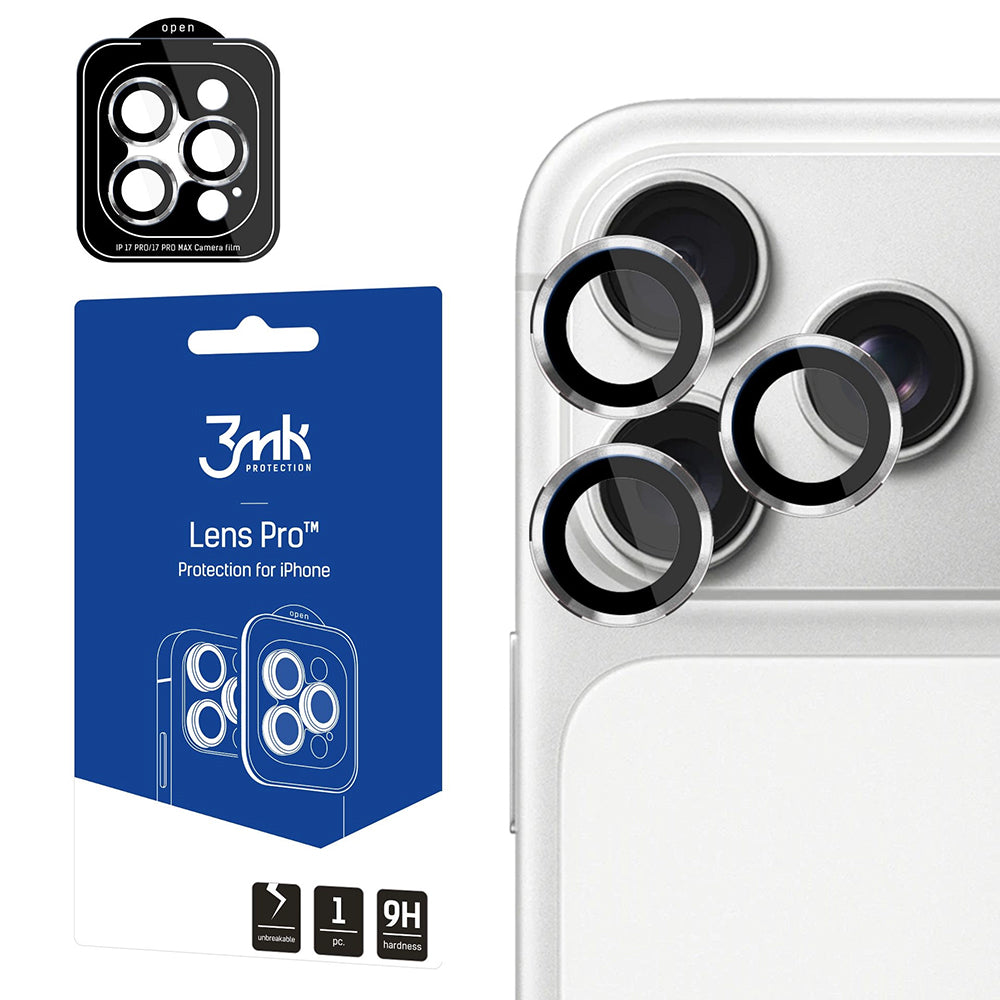 Protector de pantalla para cámara trasera 3MK Protection Pro para Apple iPhone 18 Pro / 18 Pro Max, vidrio templado, plateado
