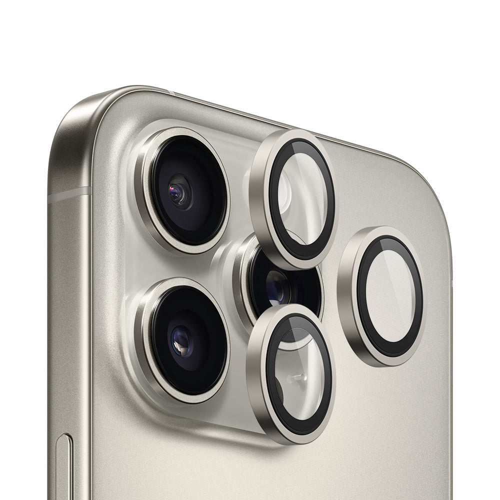 Protector de pantalla para cámara trasera Blueo 99 Anti-Reflectante HD para Apple iPhone 16 Pro Max / 16 Pro, vidrio templado, gris metálico