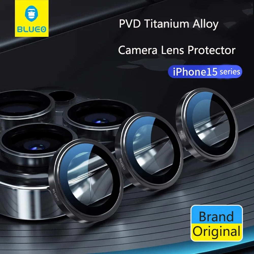 Protector de pantalla para cámara trasera Blueo 99 Anti-Reflectante HD para Apple iPhone 16 Pro Max / 16 Pro, vidrio templado, gris metálico