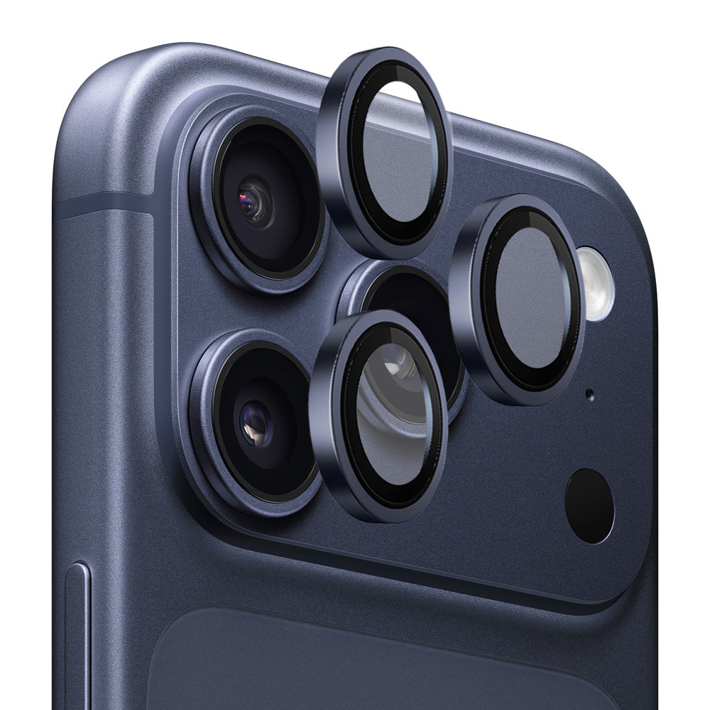 Funda protectora para cámara trasera Blueo 99 Anti-Reflectante HD para Apple iPhone 17 Pro Max / 17 Pro, Cristal Templado, Azul Oscuro