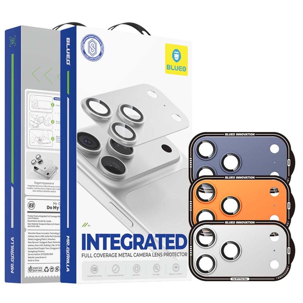 Protector de cámara trasera Blueo Integrated Metal para Apple iPhone 17 Pro Max, vidrio templado, plateado