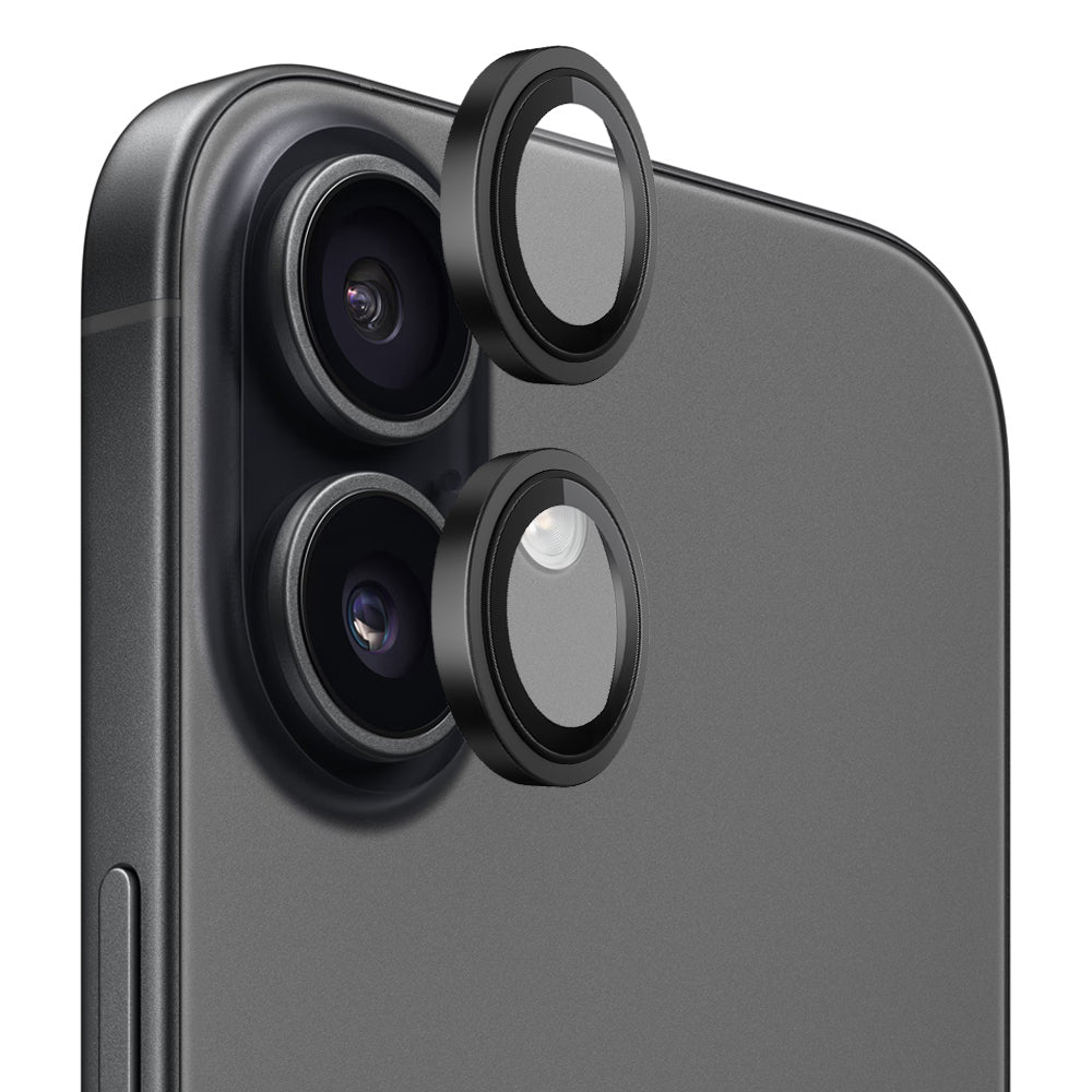 Funda protectora de cámara trasera Blueo Metal Frame para Apple iPhone 17, Cristal Templado, Negra