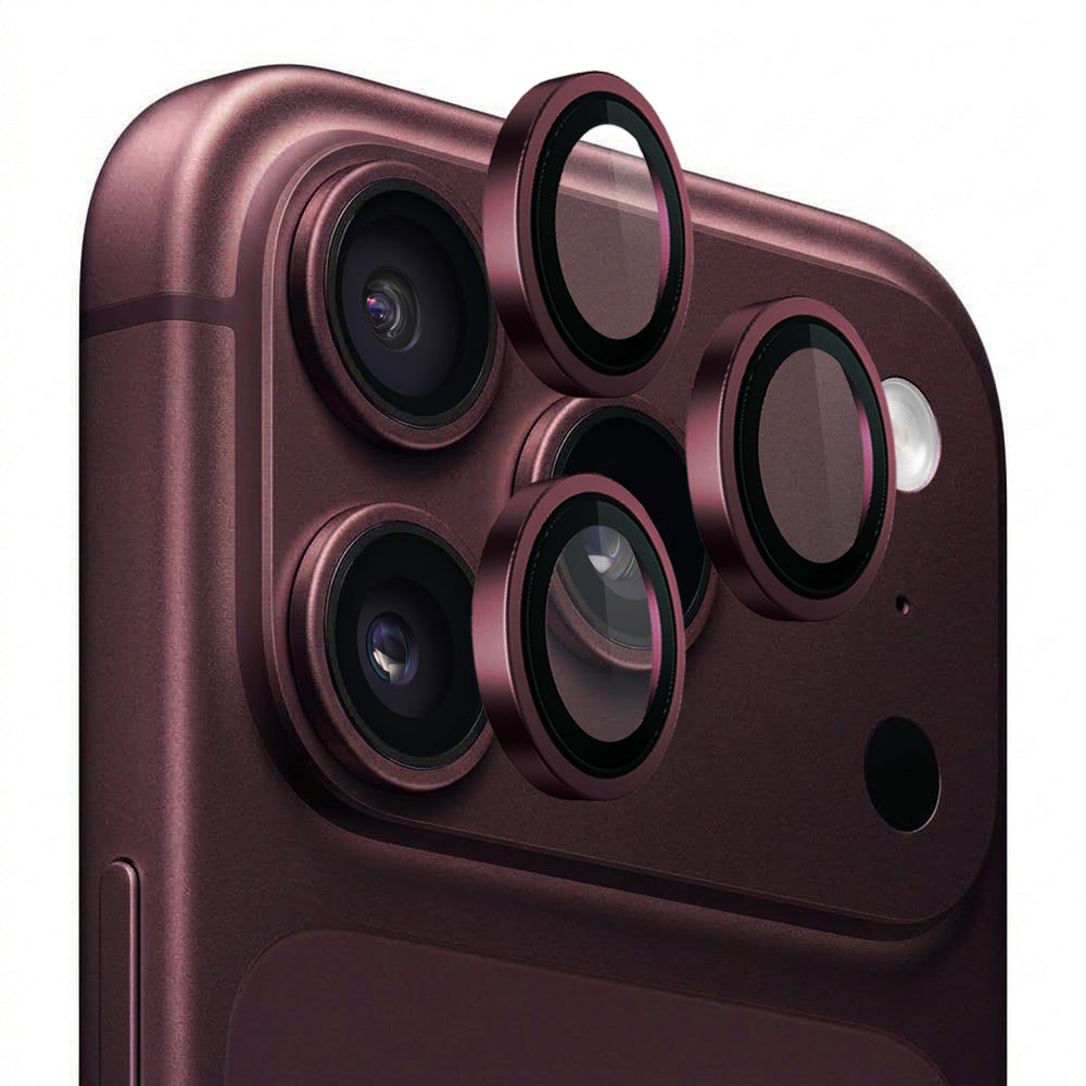 Protector de cámara trasera Blueo Metal Frame para Apple iPhone 18 Pro / 18 Pro Max, vidrio templado, color burdeos