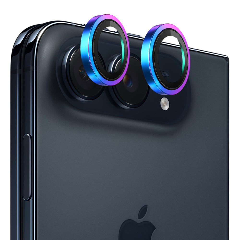 Protector de cámara trasera Blueo con marco metálico para Apple iPhone Duo, vidrio templado, multicolor