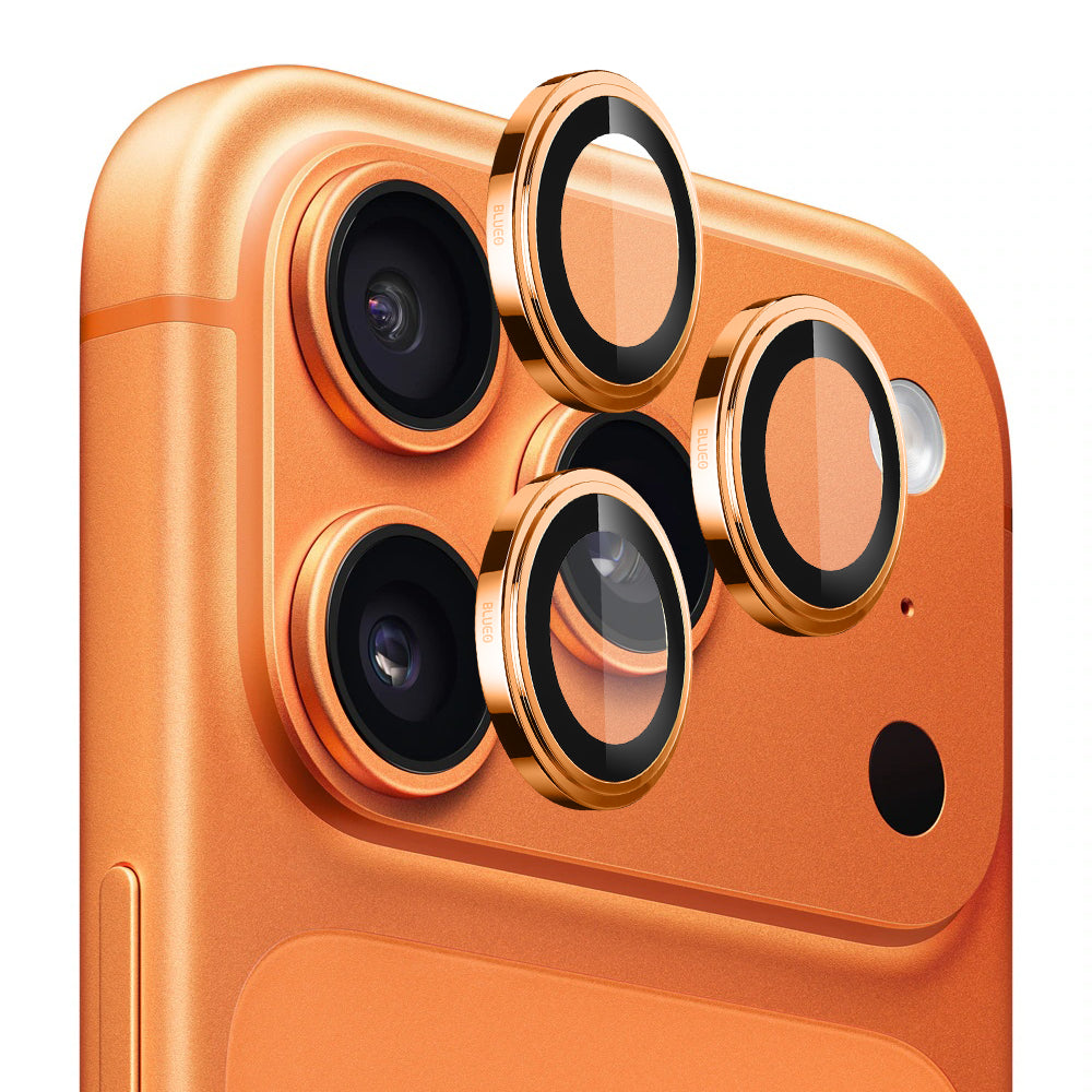 Funda protectora de cámara trasera Blueo Sapphire Crystal para Apple iPhone 17 Pro Max / 17 Pro, Cristal Templado, Naranja