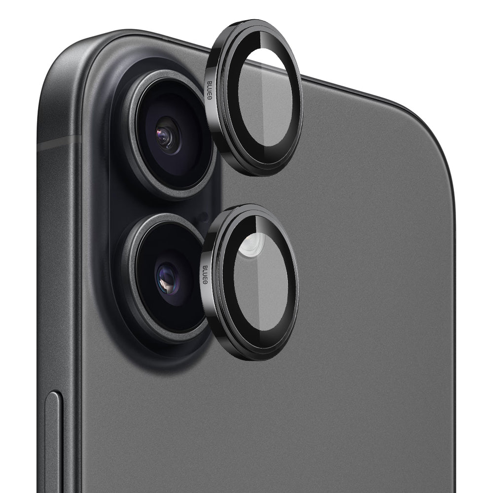 Funda protectora de cámara trasera Blueo Sapphire Crystal para Apple iPhone 17, Cristal Templado, Negra