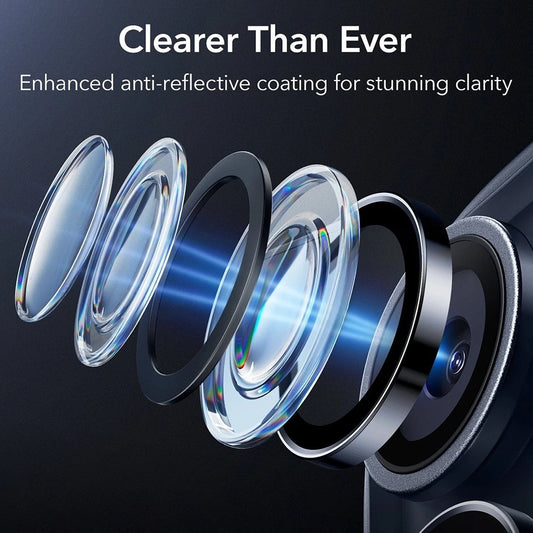 Funda protectora de cámara trasera ESR Armorite para Apple iPhone 17 Pro Max / 17 Pro / 16 Pro Max / 16 Pro, Cristal Templado, Azul.