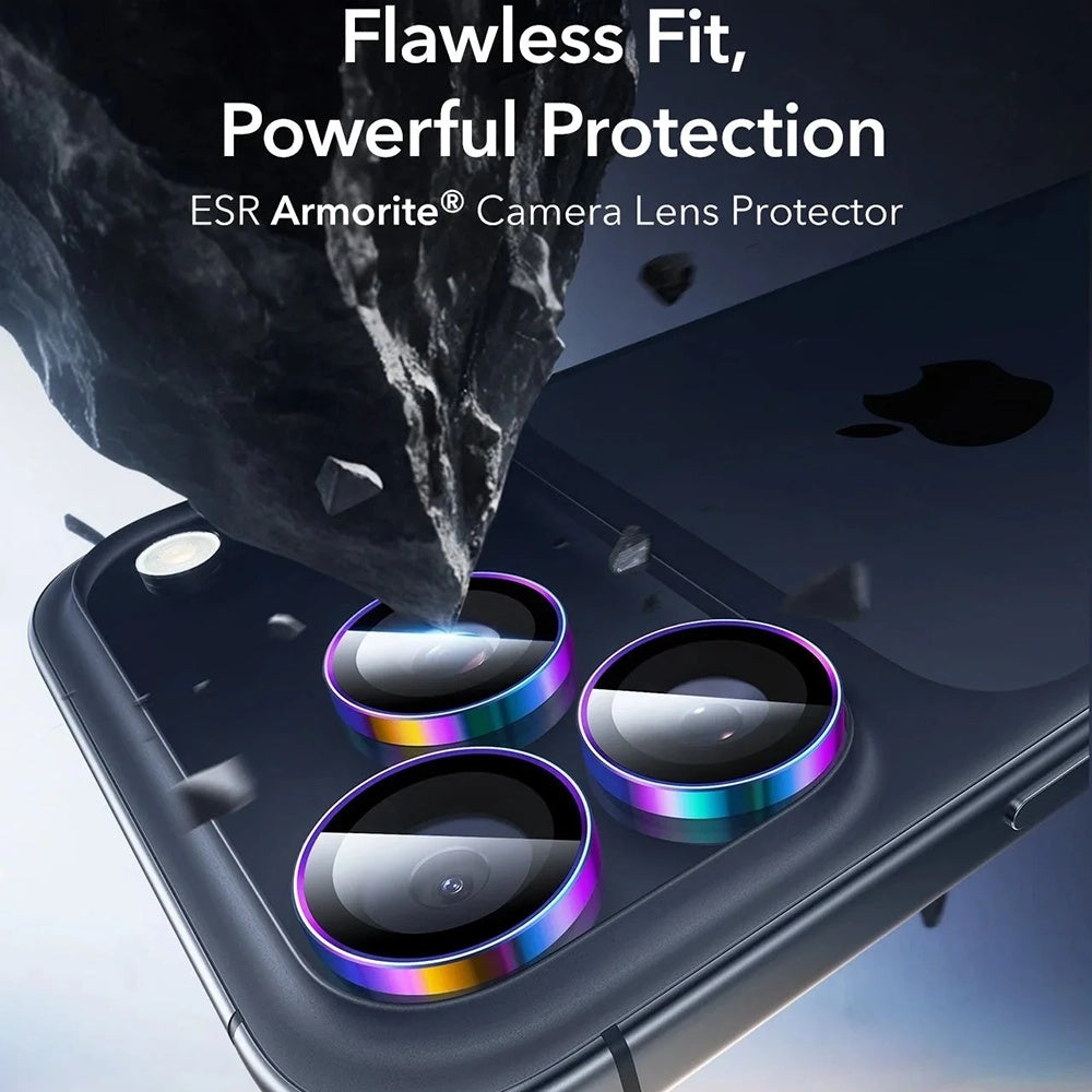 Protector de cámara trasera ESR Armorite para Apple iPhone 17 Pro Max / 17 Pro / 16 Pro Max / 16 Pro, Cristal Templado, Multicolor