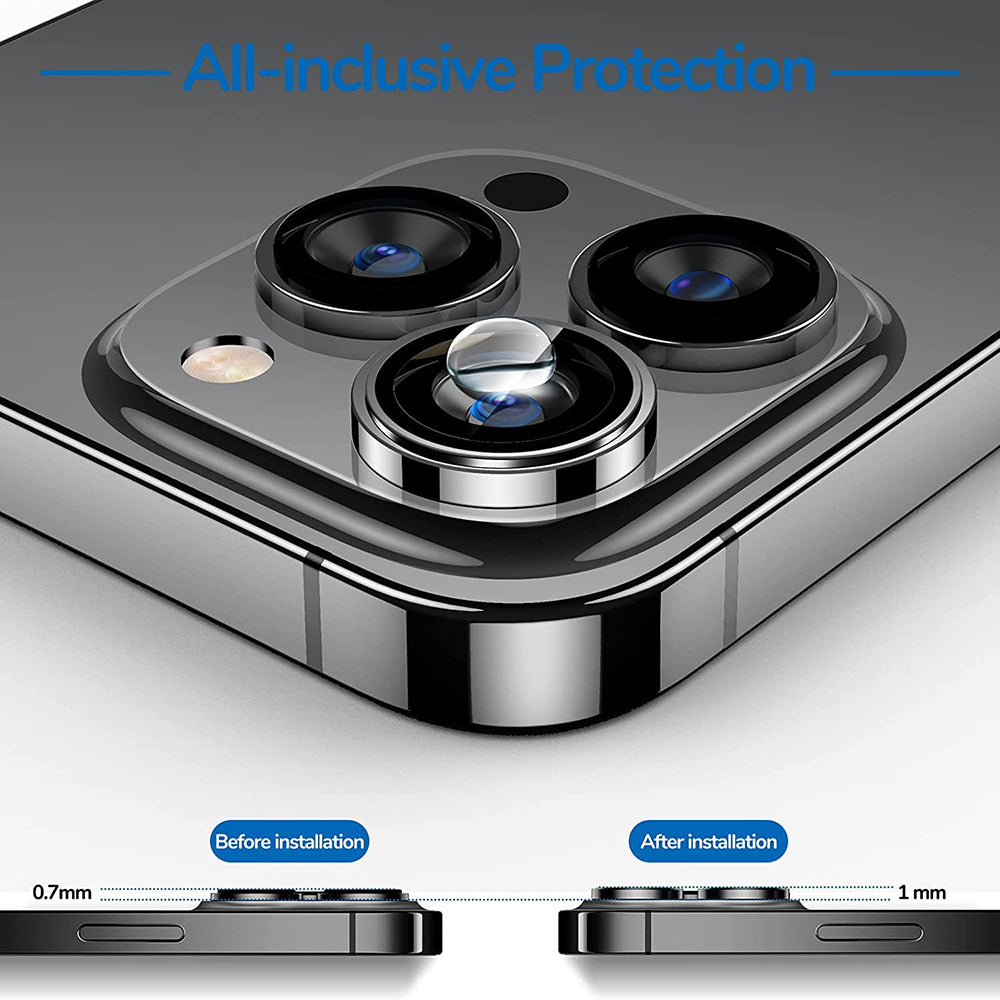 Protector de cámara trasera Lito S+ para Apple iPhone 14 Pro, vidrio templado, plateado