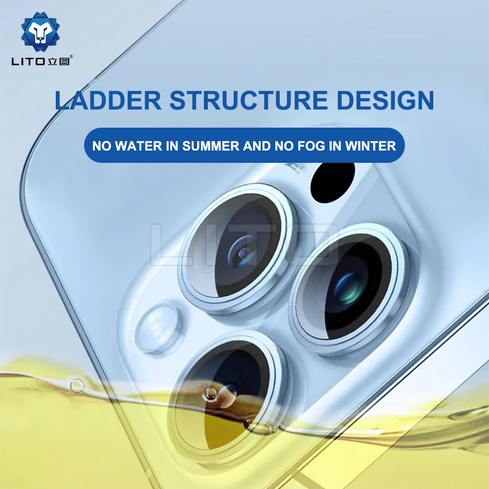 Lito S+ Rear Camera Protective Film for Apple iPhone 15 Pro Max / 15 Pro, Tempered Glass, Metallic Gray