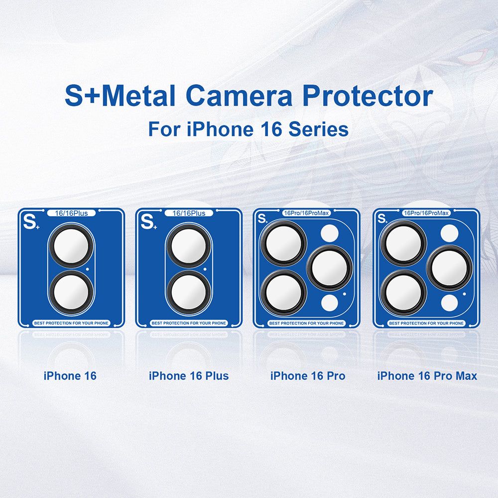 Protector de cámara trasera Lito S+ para Apple iPhone 16 Plus / 16, vidrio templado, azul