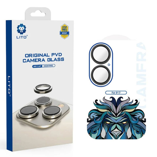 Lámina protectora de cámara trasera Lito Titanium AR para Apple iPhone 17, Cristal Templado, Negra