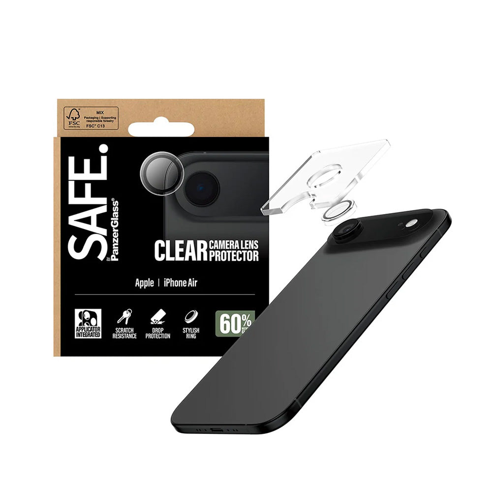 Funda protectora para cámara trasera PanzerGlass Safe para Apple iPhone 17 Air, Cristal Templado, Transparente.