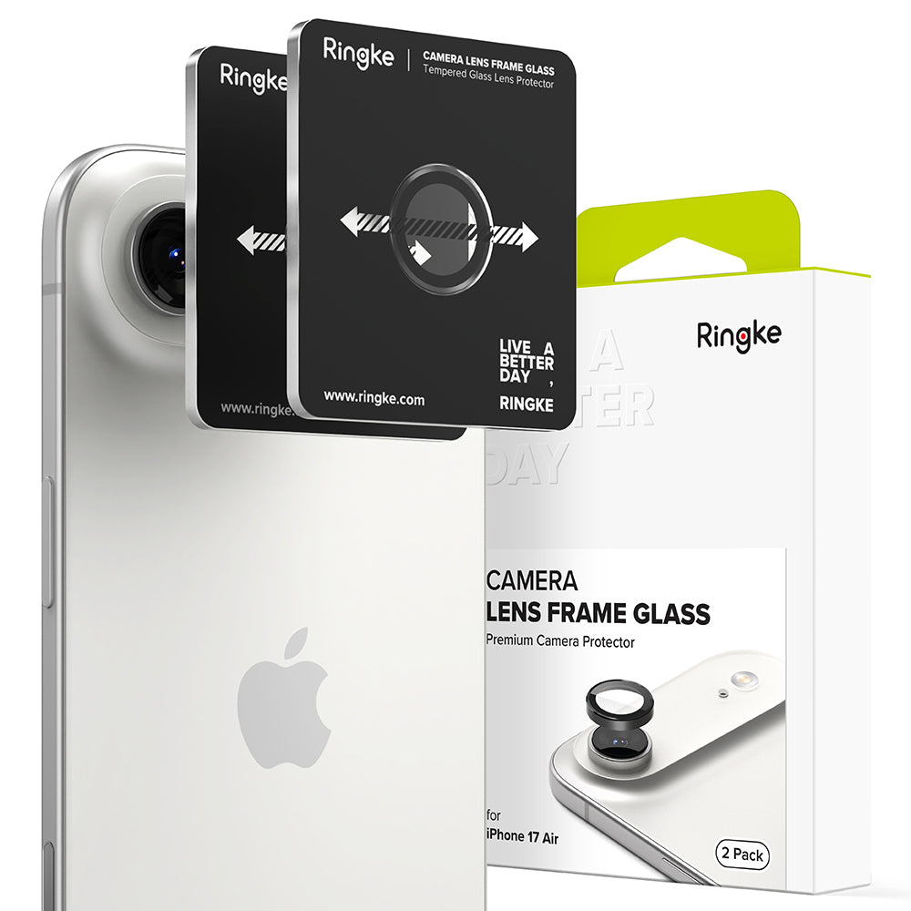 Protector de cámara trasera Ringke para Apple iPhone 17 Air, Cristal Templado, Negro