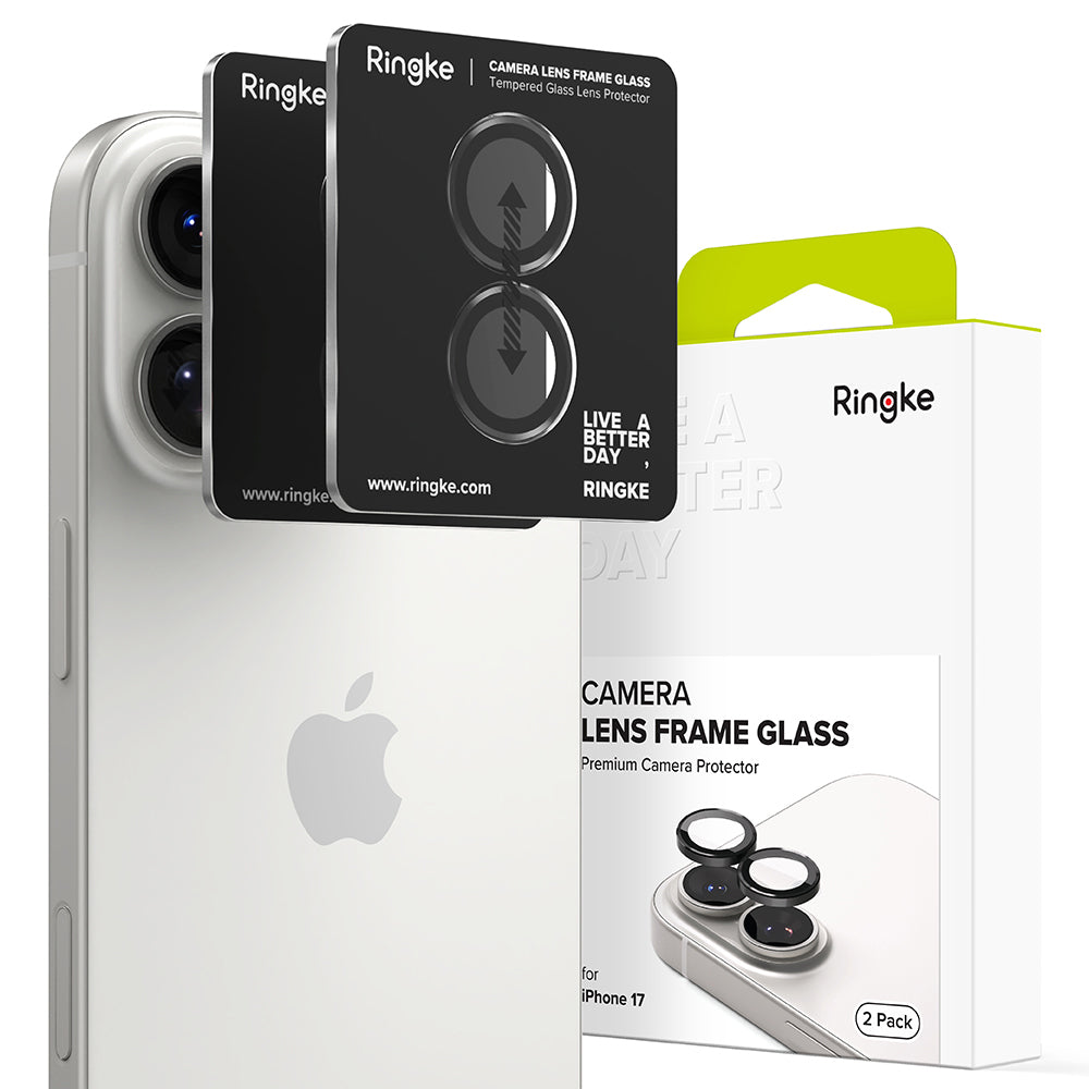 Funda protectora para cámara trasera Ringke para Apple iPhone 17, Cristal Templado, Negra