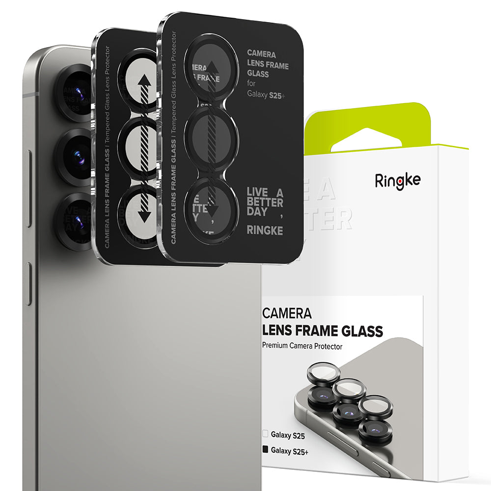 Protector de cámara trasera Ringke para Samsung Galaxy S25 S931, Cristal Templado, Negro