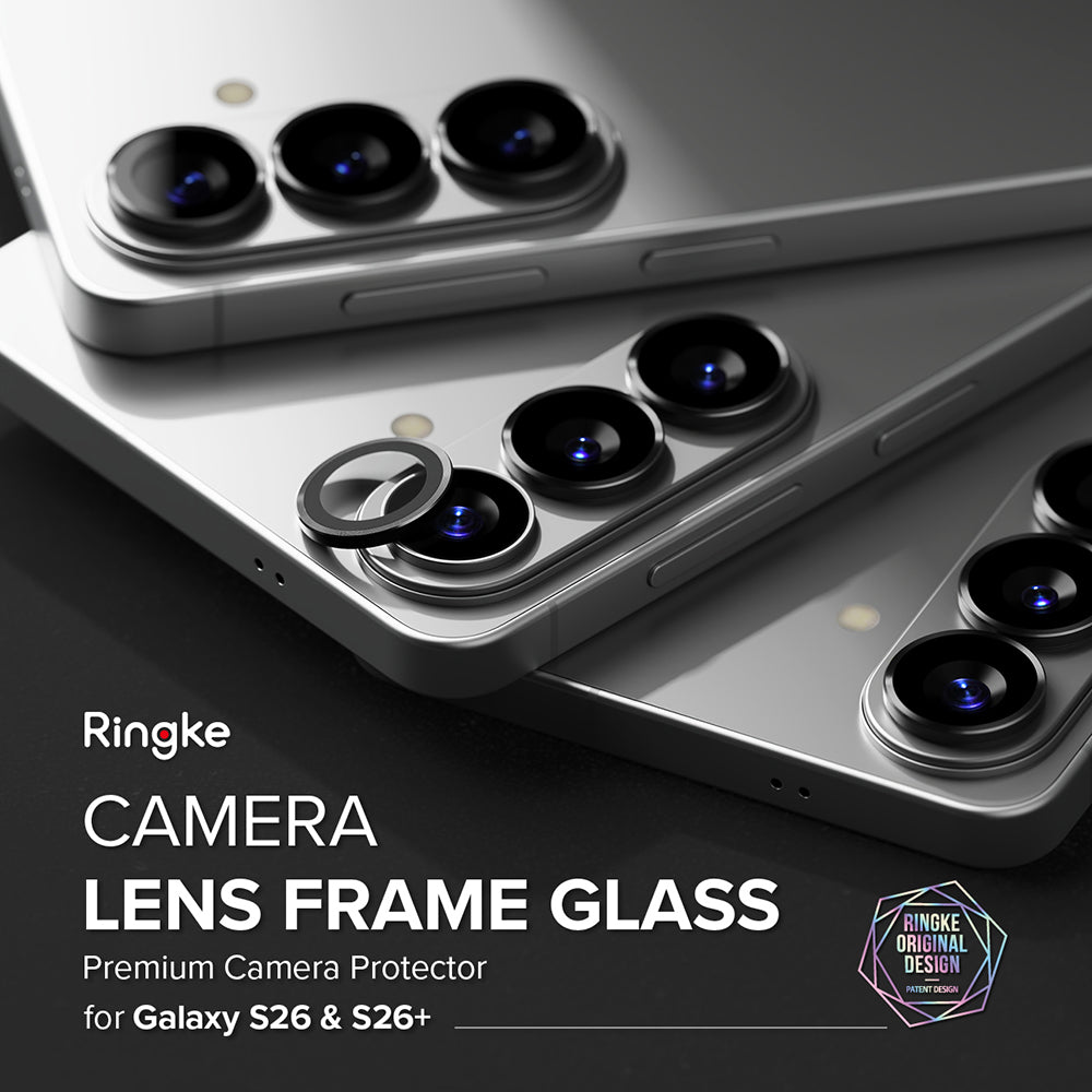 Protector de cámara trasera Ringke para Samsung Galaxy S26 Plus S947 / S26, Cristal Templado, Set de 2 piezas, Negro