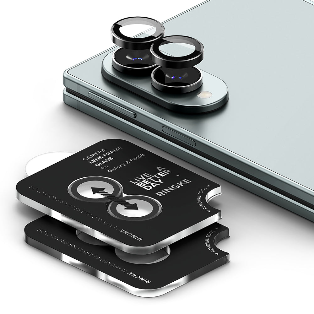 Protector de cámara trasera Ringke para Samsung Galaxy Z Fold8 F971, vidrio templado, juego de 2 piezas, negro