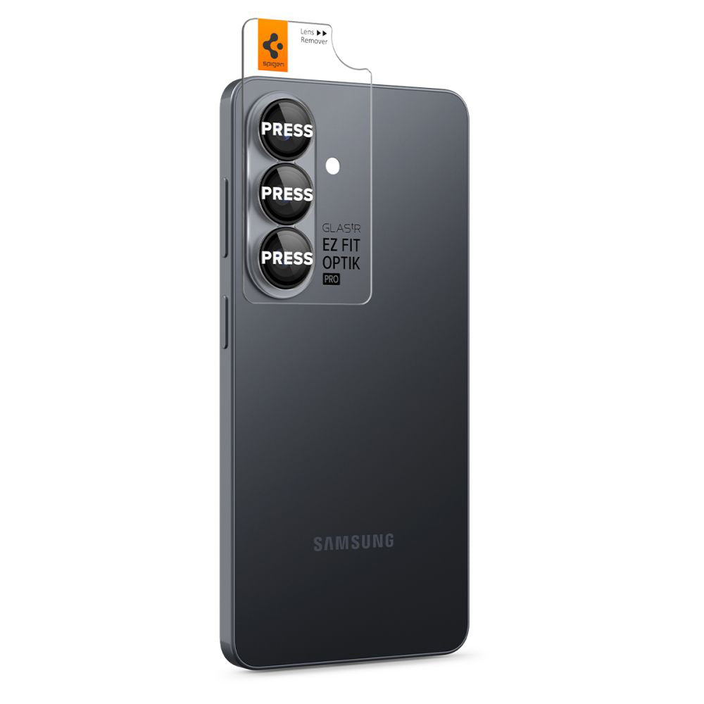 Protector de cámara trasera Spigen GlastR EZ FIT Optik Pro HD para Samsung Galaxy S26 S942, Cristal Templado, Set de 2 piezas, Negro AGL11099