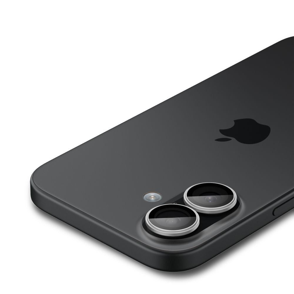 Protector de cámara trasera Spigen GlastR EZ FIT Optik Pro para Apple iPhone 17 / 16 Plus / 16, Cristal Templado, Set de 2 piezas, Plateado