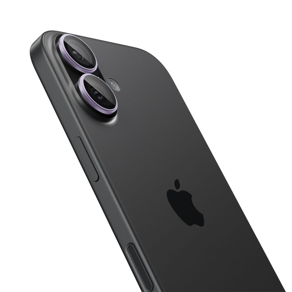 Protector de cámara trasera Spigen GlastR EZ FIT Optik Pro para Apple iPhone 17 / 16 Plus / 16, Cristal Templado, Set de 2 piezas, Morado