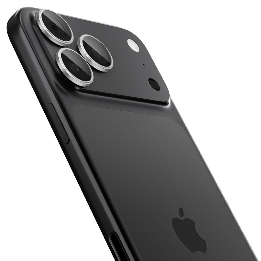 Protector de cámara trasera Spigen GlastR EZ FIT Optik Pro para Apple iPhone 17 Pro Max / 17 Pro, Cristal Templado, Set de 2 piezas, Plateado