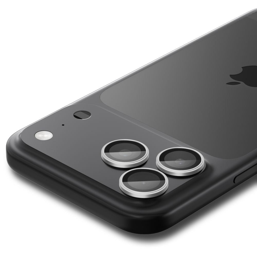 Protector de cámara trasera Spigen GlastR EZ FIT Optik Pro para Apple iPhone 17 Pro Max / 17 Pro, Cristal Templado, Set de 2 piezas, Plateado