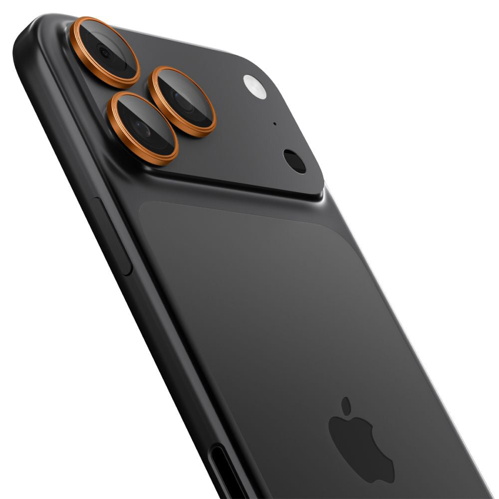 Protector de cámara trasera Spigen GlastR EZ FIT Optik Pro para Apple iPhone 17 Pro Max / 17 Pro, Cristal Templado, Set de 2 piezas, Naranja