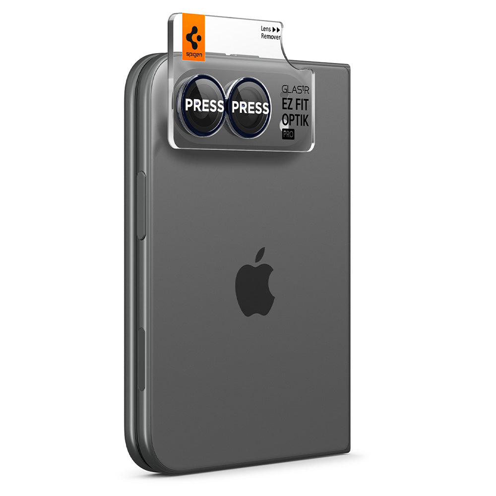Protector de cámara trasera Spigen GlastR EZ FIT Optik Pro para Apple iPhone Duo, vidrio templado, juego de 2 piezas, azul marino AGL12011