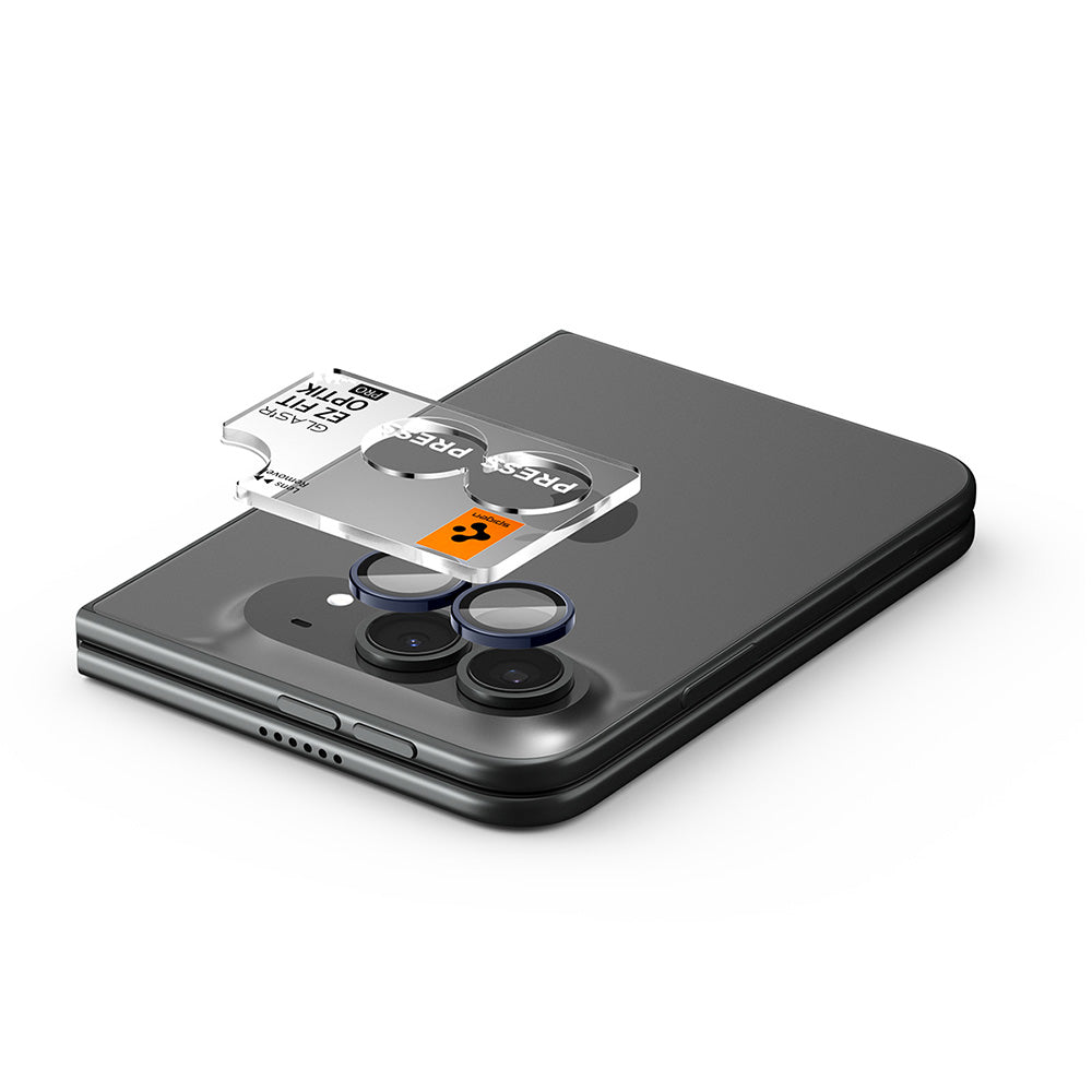 Protector de cámara trasera Spigen GlastR EZ FIT Optik Pro para Apple iPhone Duo, vidrio templado, juego de 2 piezas, azul marino AGL12011