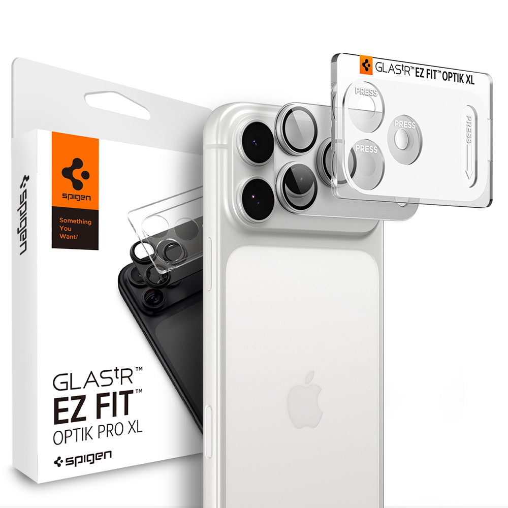 Protector de cámara trasera Spigen GlastR EZ FIT Optik Pro XL para Apple iPhone 18 Pro Max, vidrio templado, plateado AGL12042