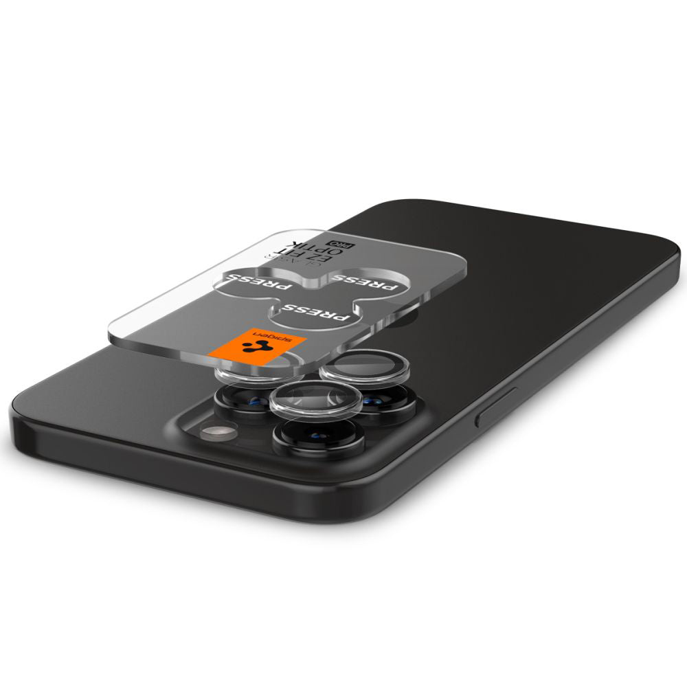 Funda protectora para cámara trasera Spigen GlastR EZ FIT Optik Pro para Apple iPhone 17 Pro Max / 17 Pro, Cristal Templado, Set de 2 piezas, Transparente.