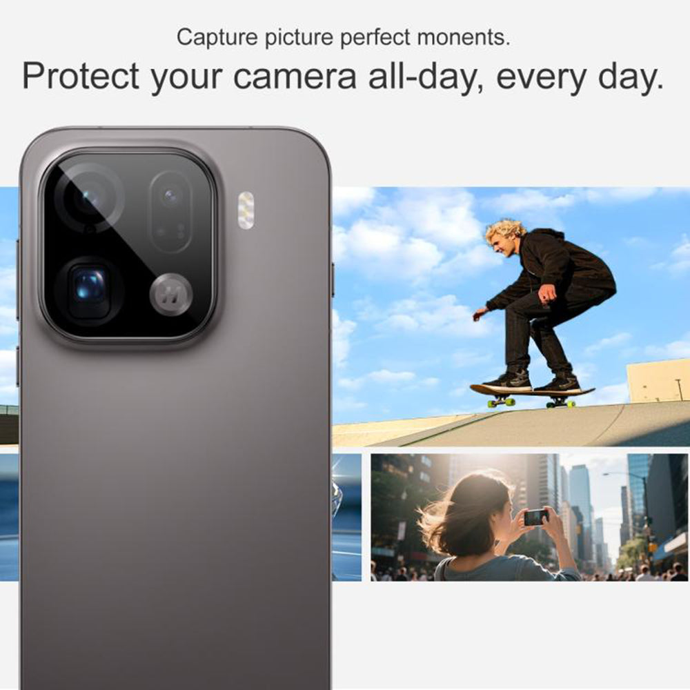 Protector de cámara trasera Techsuit para Oppo Find X9 Pro, Cristal Templado, Negro